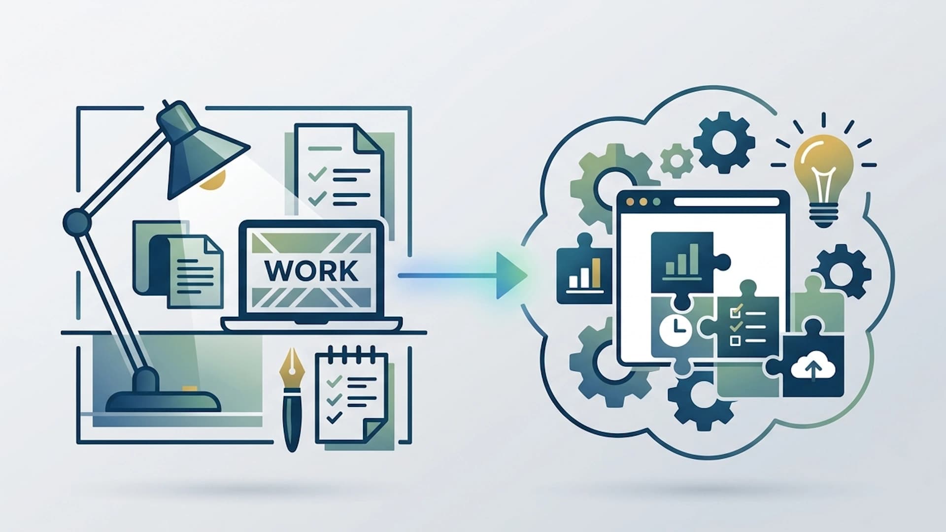 Cartoon work characters looking for Chrome extension ideas