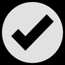 Checkmark outline inside of a gray circle